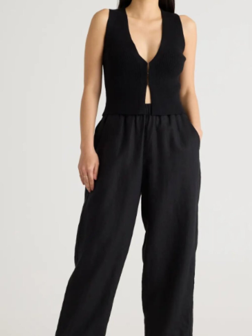 NWT Quince 100% European Black Pull-On Pants